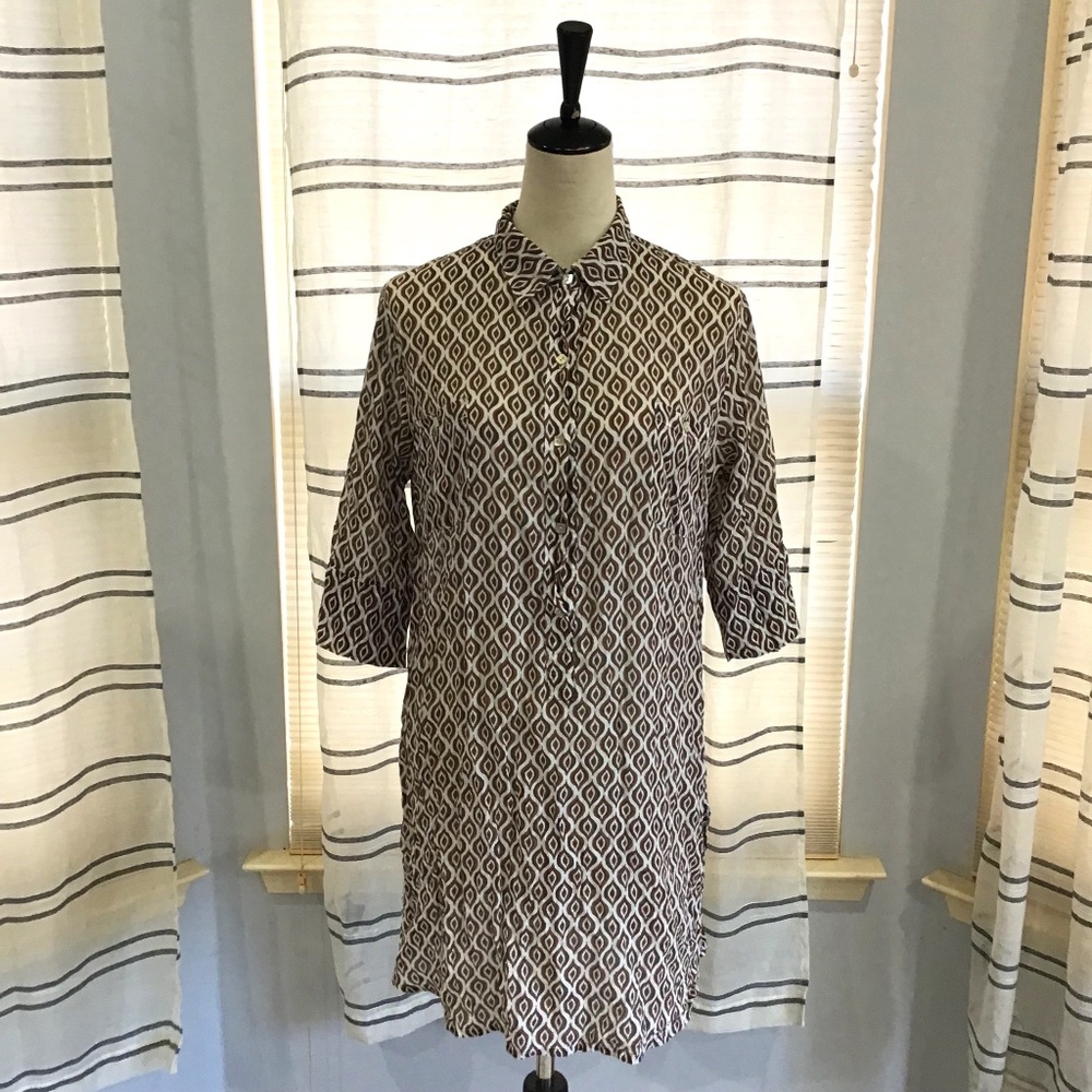 Delfina Swim Women Size XL Brown Geometric Mini Dress Urban Beach Boho Indie
